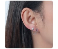 Star Enamel Color Stud Earrings with Chain STC-52